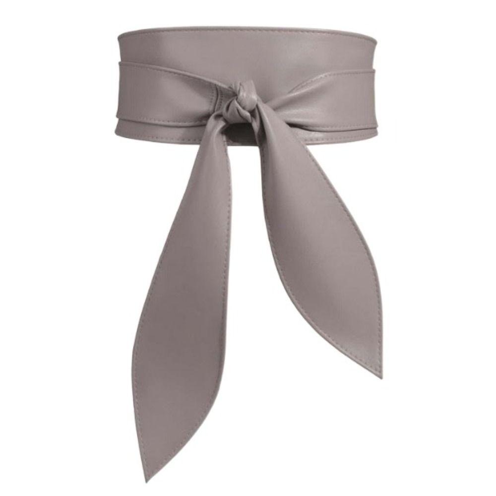 Waist Belts PU Leather Waist Belt Ribbon Knotted Belt Soft Women Waistband Trouser Decoration