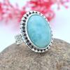 Кольцо Ларимар с драгоценным камнем Кольцо из стерлингового серебра 925 пробы Камень ручной работы Твердый бохо-шик Камень Плетеные украшения для женщин - 8,9 г