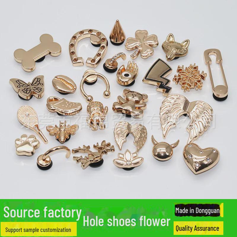 2024 Золотая металлическая пряжка для обуви в виде цветка Аксессуары для DIY и торговых центров