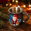 Christmas Party Supplies Theme Mug with Stainless Steel Liner, 3D Relief Hand Decorative Beverage Cups Painted Resin Coffee Cup, Drinkware for Holiday