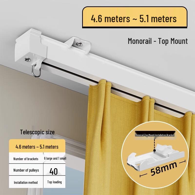 Yuanzu Extendable Single Curtain Track with Silent Gliders