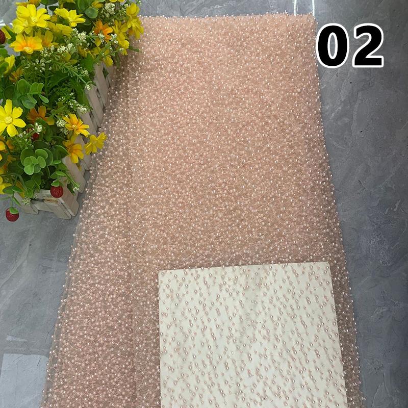 1 ярд Роскошная Тяжелая Вышивка Жемчугом Пайетками Бисер Ткань Великолепная Африканская Газовая Кружевная Ткань Сделай Сам Ручная Работа Свадебное Платье Одежда