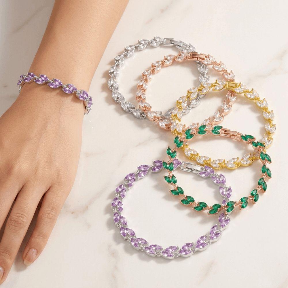 Colored Zircon Chain Bracelet Light Luxury Hand Jewelry Unique Women Bracelet Daily Wear