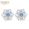 Fashionable and Simple Blue Zircon Snowflake Earrings Female Cute and Elegant Versatile Temperament Vermiculite Ear Decoration