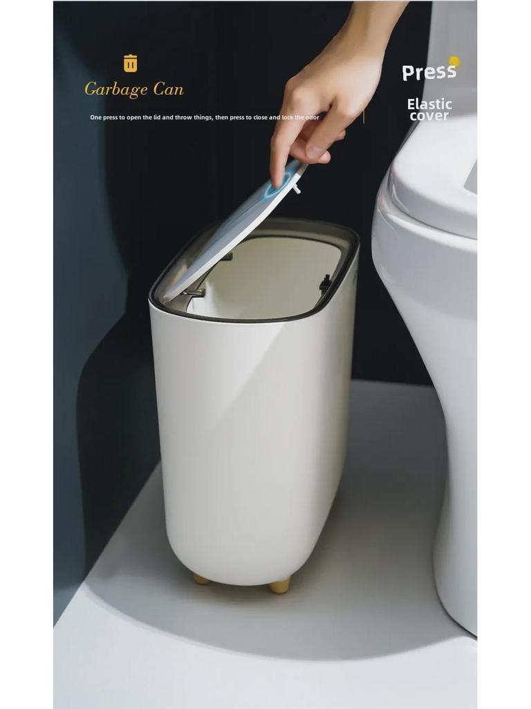 Compact Press-Top Trash Can for Bathroom, Bedroom, or Kitchen