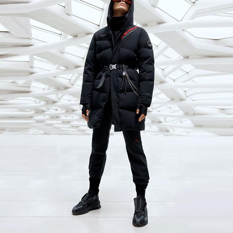 Anta Пуховик средней длины с капюшоном и мужской верхней одеждой Fiery Tech черный 152147945-2