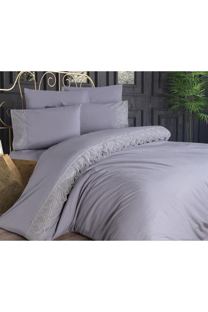 Комплект пододеяльников Wave 6шт, Пододеяльник 200x220, Простыня 240x260 Хлопковая ткань, Полный размер, Двойной размер Серый