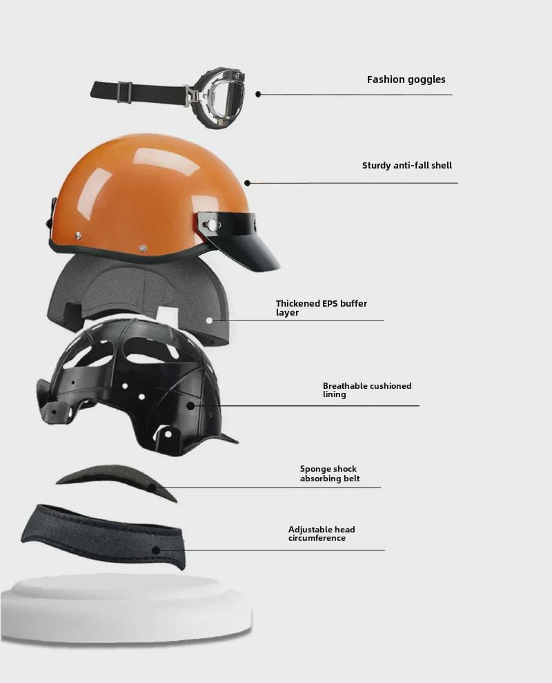 Сертифицированный 3C ретро-шлем Harley: Красный полушлем для электромобилей и мотоциклов, для мужчин и женщин, для езды в любое время года и летом.