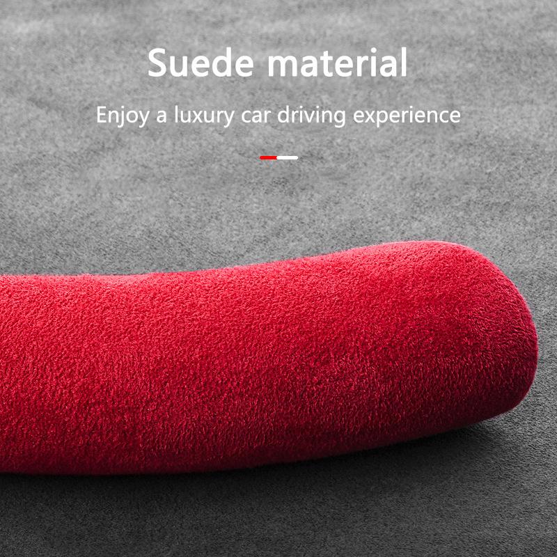 AIZ3 2Pcs Car Steering Wheel Cover Suede Anti-slip Cover For Porsche 911 Cayenne Carrera-GT 928 Panamera Boxster Macan 918-Spyder 968