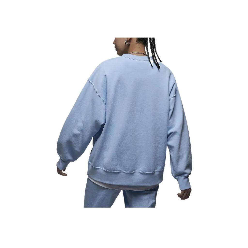 Jordan Solid Color Logo Patch Pullover Casual Loose Fleece-Lined Long Sleeve Sweatshirt Women Tops Ice-Blue DQ4600-411