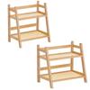 1Set 2-layer Work Storage Rack Kitchen Cup Holder Bedroom Storage Rack Vine Weaving Display Rack