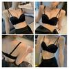 Черные кружевные бюстгальтеры для женщин Push Up Bras беспроводное нижнее белье Женская мода сексуальные бюстгальтеры с открытой спиной