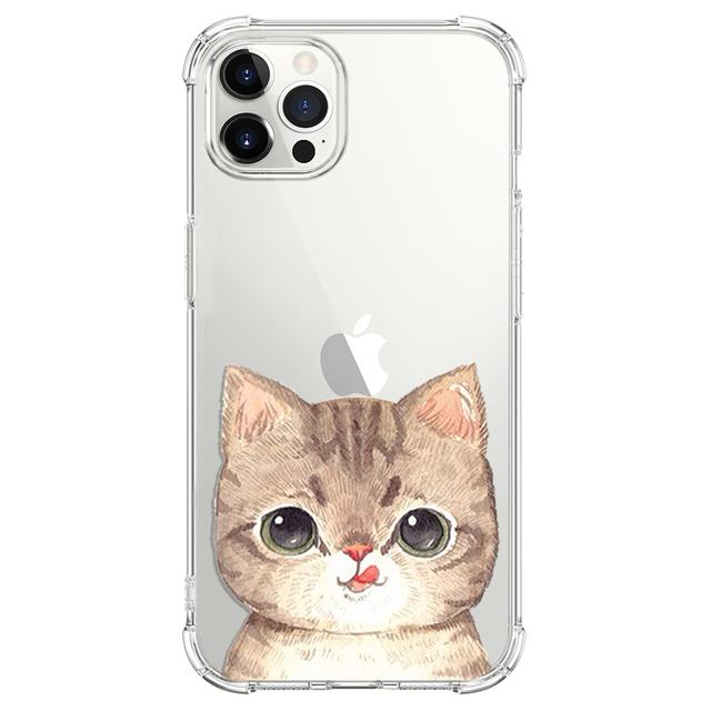Cartoon Cute Cat Shockproof Phone Case For Iphone 12 13 Mini 11 Pro Max Xr X Xs Max 7 8 6 6s Plus Se 2020 Clear Soft Back Cover