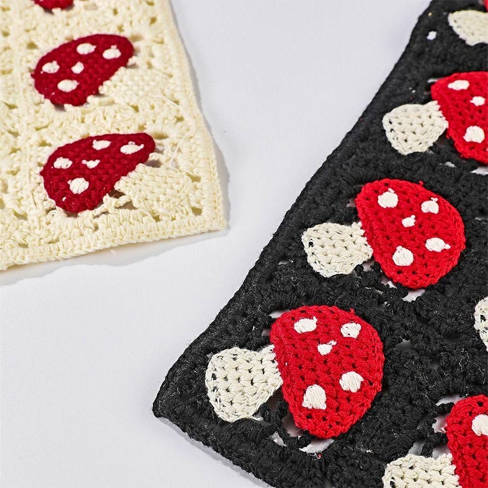 Hand Crocheted Tricot Triangle Scarf Hair Accessories Hair Binding Mushroom Hair Band Strap Turban