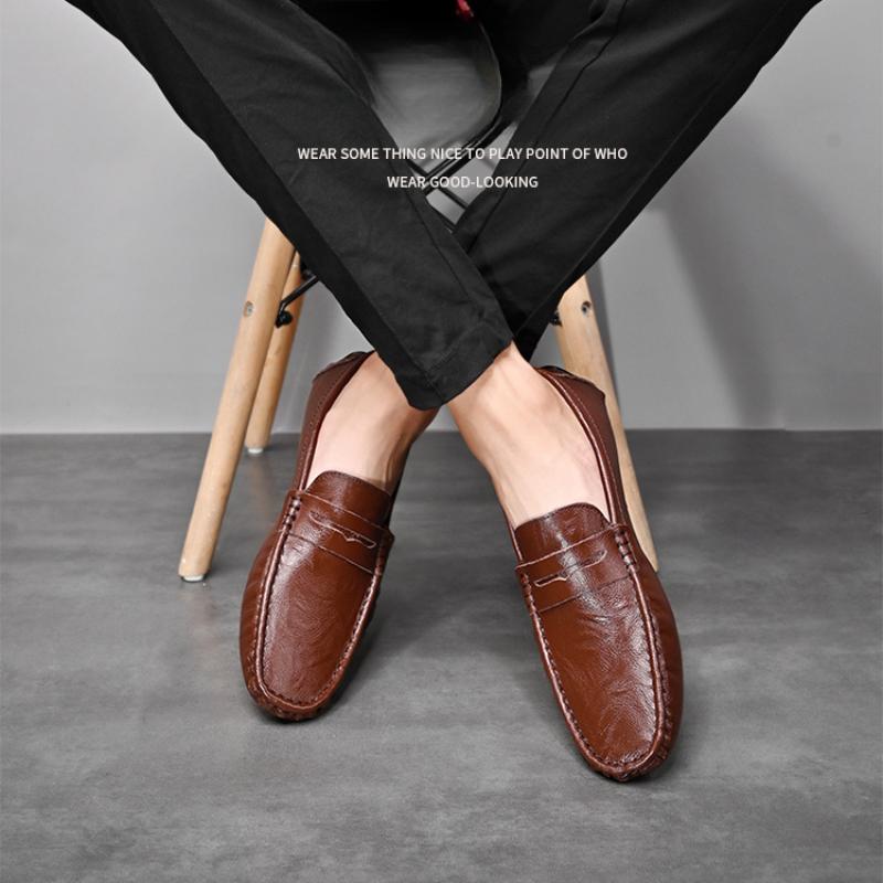 Мужская повседневная обувь из натуральной кожи, мягкие мокасины, мужские туфли на плоской подошве, модные брендовые мужские лоферы, дышащая обувь для вождения
