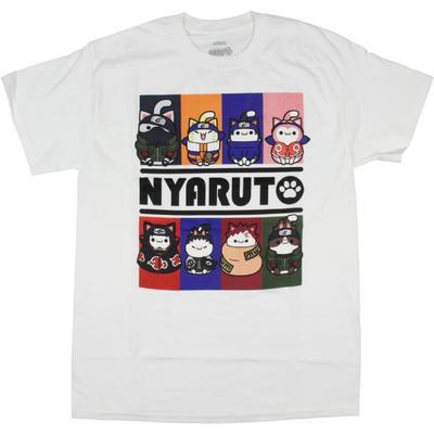 Мужская футболка Naruto Nyaruto Кошки Мяу Кошачьи Коробки Взрослая с коротким рукавом и графическим принтом