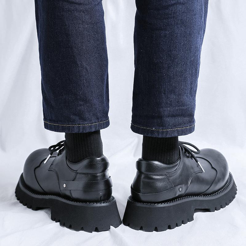 Дерби Толстая подошва Мужские туфли Модный минималистичный стиль Открытый Трендовый Вечеринка Офис Уличная молодежная Качественная черная повседневная обувь