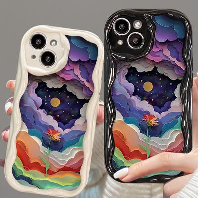 Применимо к Apple 15promax Чехол для мобильного телефона Iphone14plus Картина маслом Красочные облака Цветы 13/12 Силикон Мягкий 6