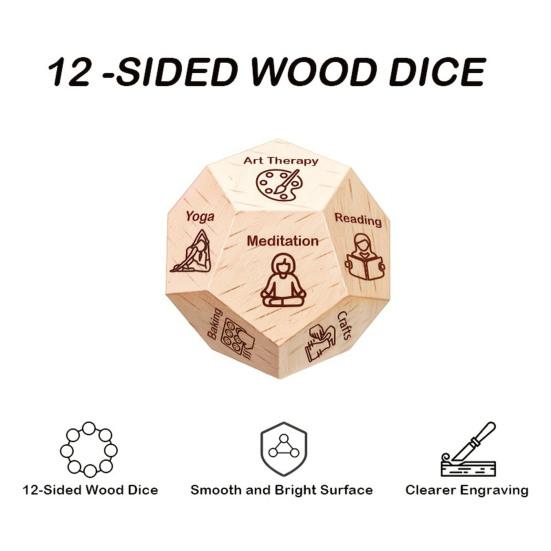 Деревянный кубик для медитации, принятия решений, снятия стресса, 12-гранный, для определения оздоровительной активности