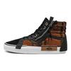 Vans Кепка Sk8 Пэчворк Деконструированная Шерсть Ягненка Тигровый Полосатый Спортивные Высокие Скейтбордические Кроссовки Унисекс скейтбордические кроссовки Черный Коричневый VN0A3WM1ABF