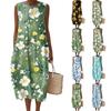 Women's Fashion Casual Sleeveless Round Neck Floral Elegant Temperament Dress
