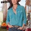 Свободная повседневная универсальная рубашка-карго в стиле ретро с длинными рукавами для женщин