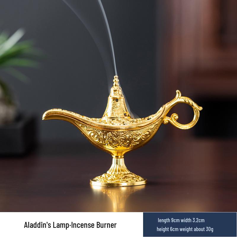 Aladdin's Lamp Incense Burner - Retro Cloud Pattern, Agarwood, Sandalwood, Indoor Ornament.