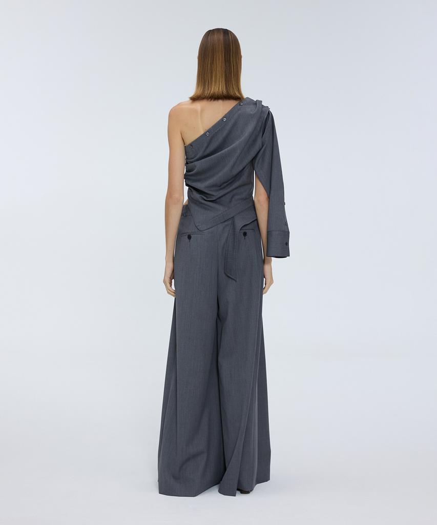 Meuameu Pin-Tuck Split Slacks