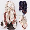 Spring and Summer New Hundred Chain 90 * 90 Large Square Scarf Silk Scarf Women's Classic Retro Printing Scarf Head Scarf