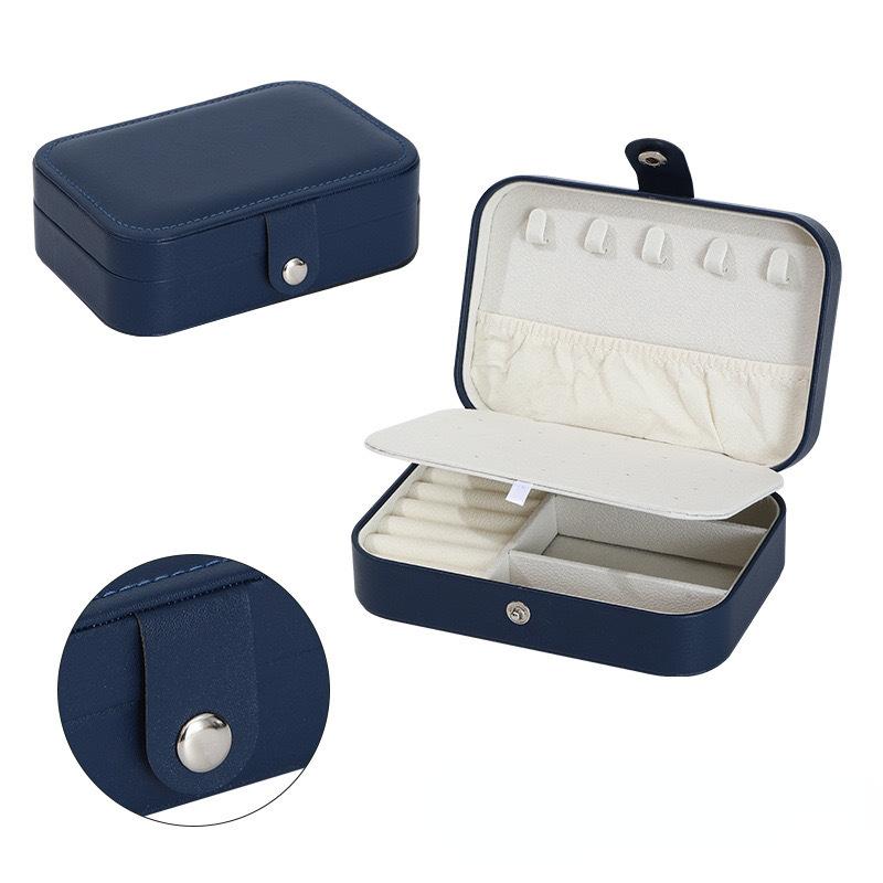 Fashion portable jewelry box jewelry storage rack display travel jewelry box button leather storage zipper jewelry