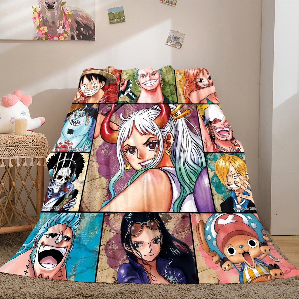 One Piece Anime Luxury Flannel Lightweight Blanket Home Decor Sofa Bed Travel Cover Family Gift LXR148