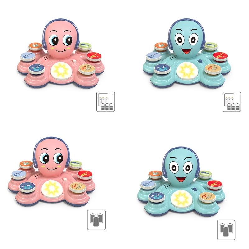 Детская звуковая игрушка Электрический многофункциональный барабан 3-в-1 для малышей с 28 мелодиями и светом Детская развивающая игрушка