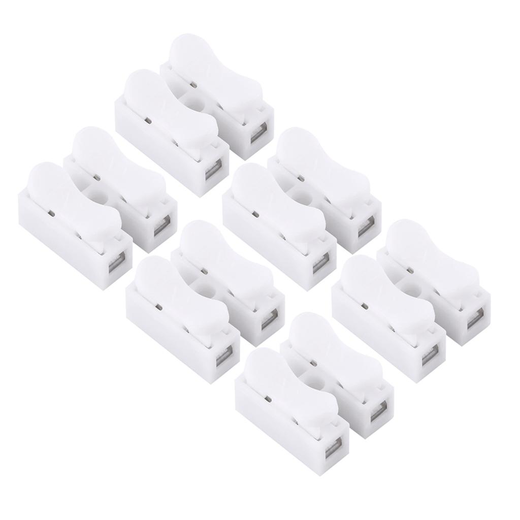 100pcs 10A 220V 2 Pin Cable Connector ,Block Spring Clamp Terminal Push Quick Wire Cable Connector White Wiring Terminal
