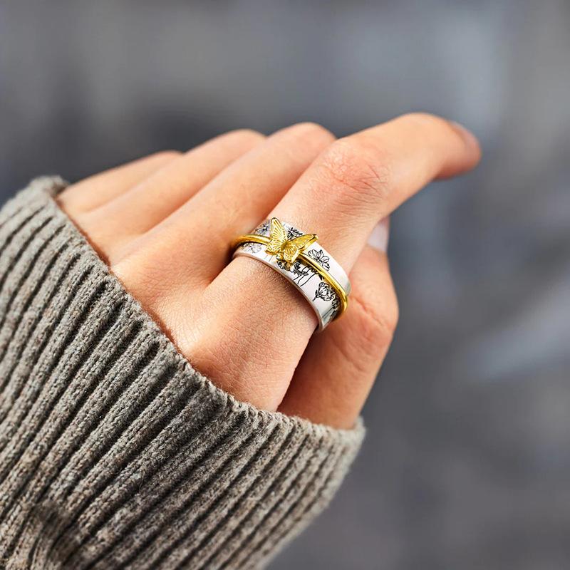 1pc Butterfly Ring Design, A Fashionable Two-color Ring, A Fresh and Sweet Daily Jewelry