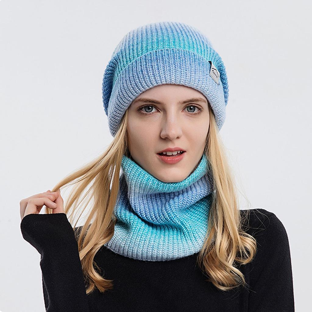 Outdoor Warm Winter Knitted  Hat & Scarf Set Stylish Knit  Cap For Men Women