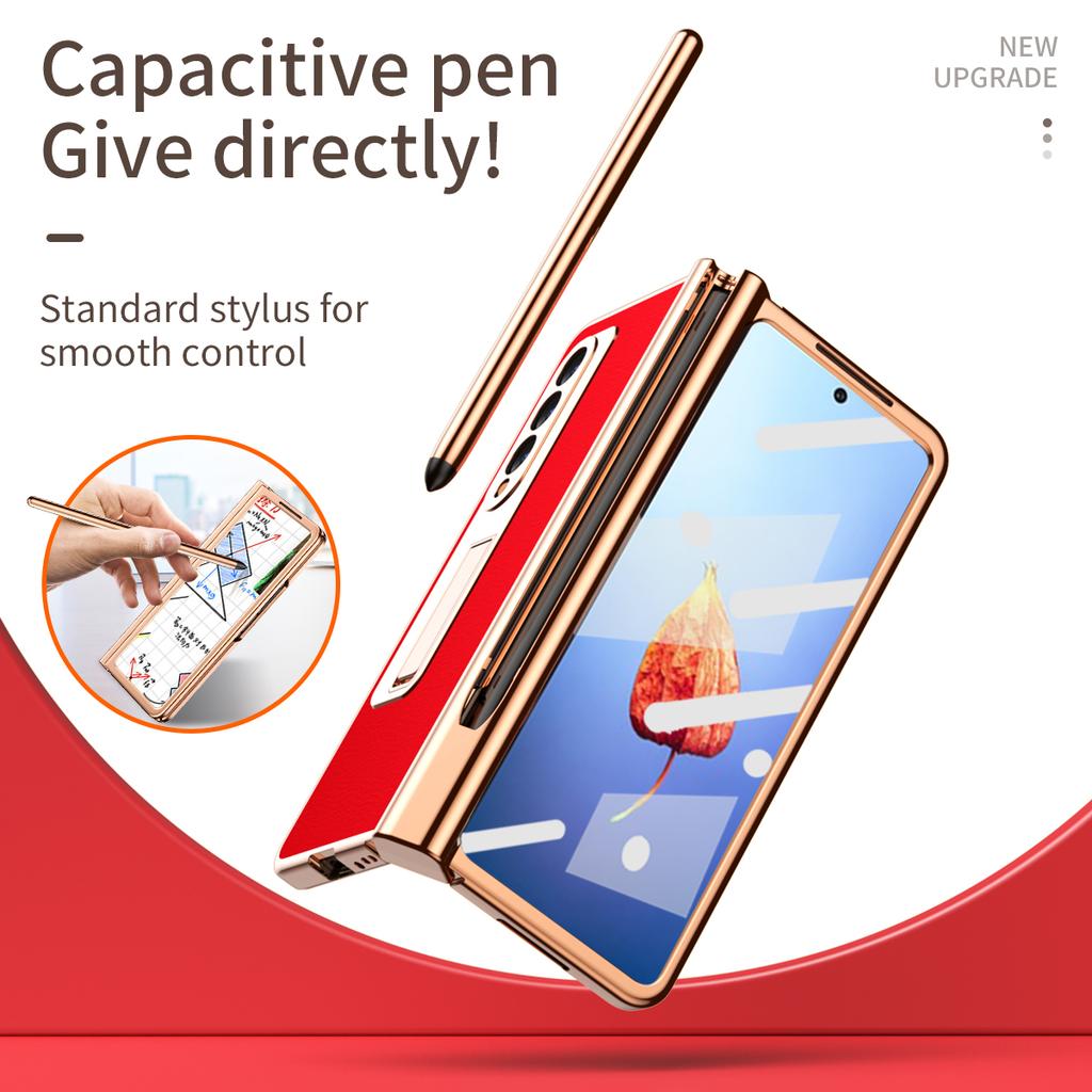 Матовый кожаный чехол с полной защитой для Samsung Galaxy Z Fold4 5g Fold 4 Fold3 Fold2 Fold 3 2, чехлы из закаленного стекла