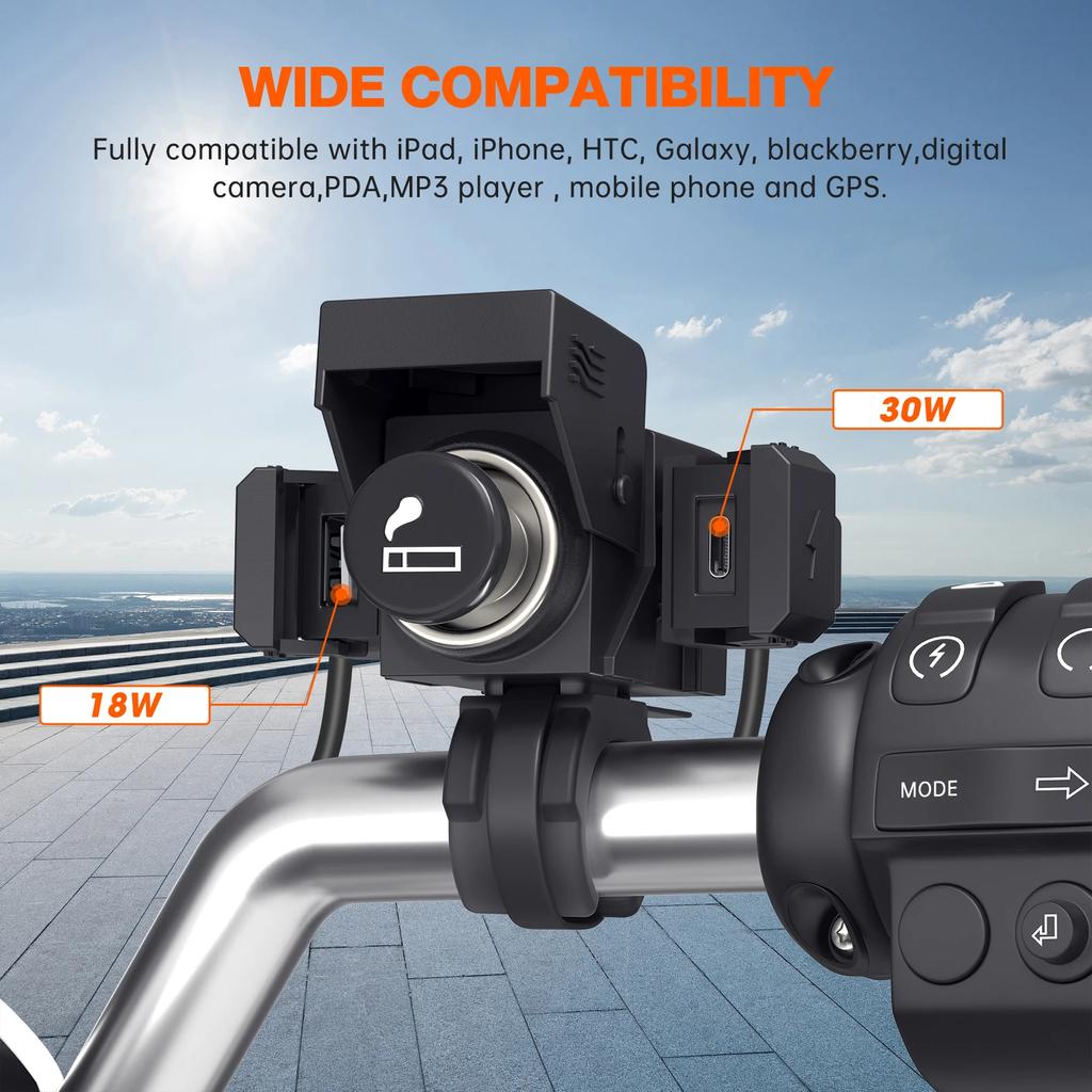 PD QC3.0 USB зарядное устройство для мотоцикла Type C быстрое зарядное гнездо крепление на руль адаптер питания для велосипеда мото