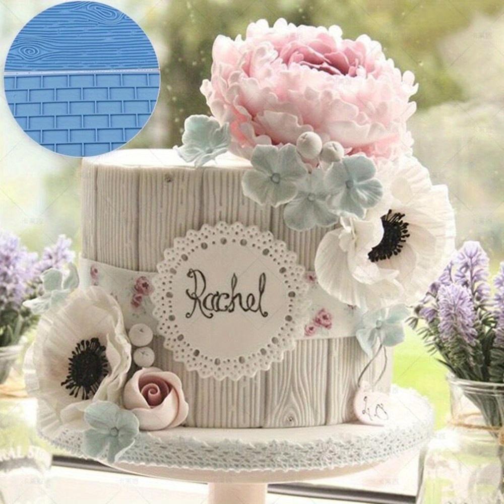 2pcs Fur Wall Flower City Wall Pebble Pattern Road Embossed Printing Mold Fondant Cake Skirt Mold Baking Cake Biscuit Mold Tool