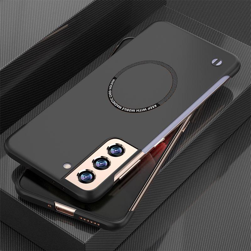 Для Samsung Galaxy S23 S22 S21 S20 FE Ultra S10 Plus безрамочный магнитный беспроводной зарядный противоударный жесткий чехол для ПК