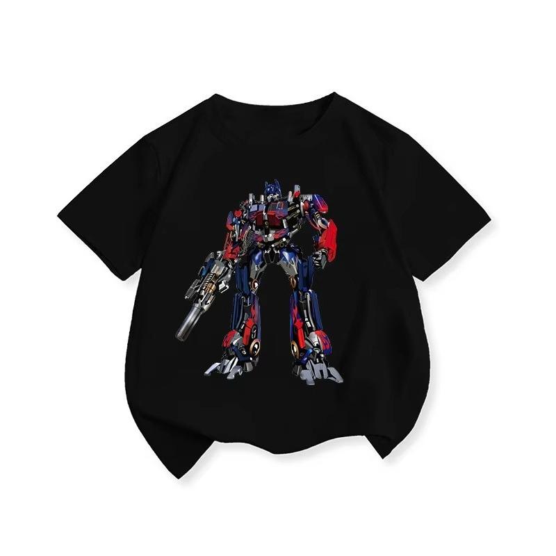 Summer Candy Colored Childrens Tshirt New Transformers Optimus Prime Pure Cotton Printed Parentchild Casual Fashion Tshirt