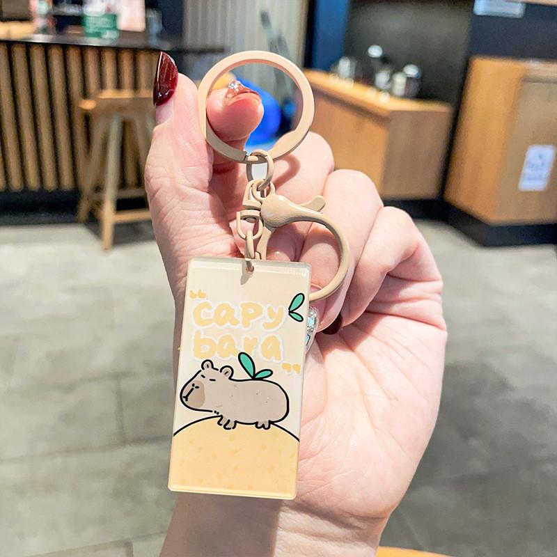 Cute Cartoon Acrylic Keychain Adorable Capybara Design For Backpacks And Bags