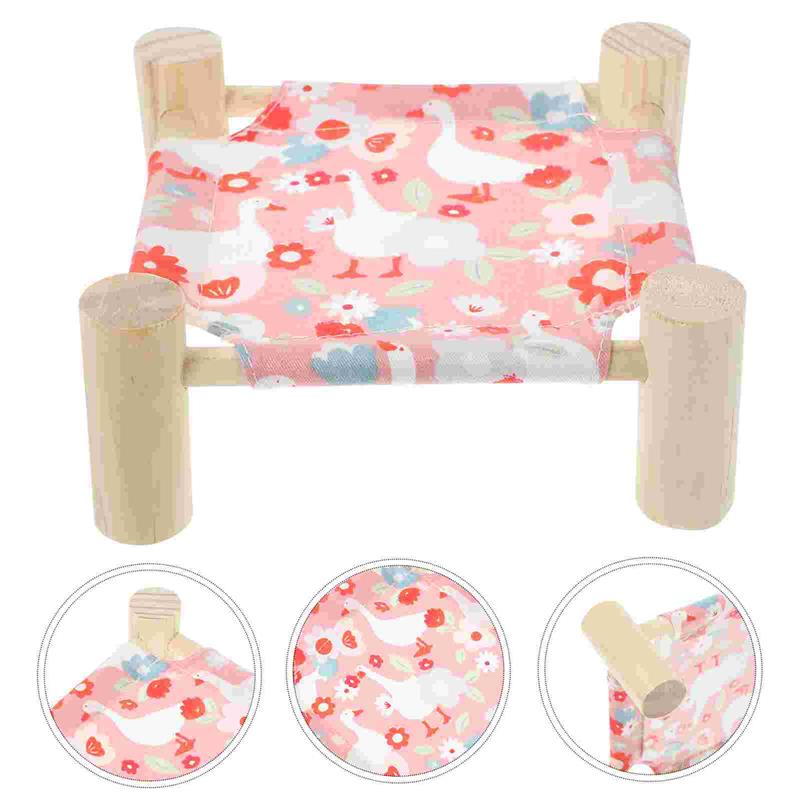 Приподнятая конструкция Кровать для мелких животных Гамак для морской свинки Кровать для кошки Гнездо для сна питомца Клетки Деревянный материал Домик для кролика Дышащая кровать