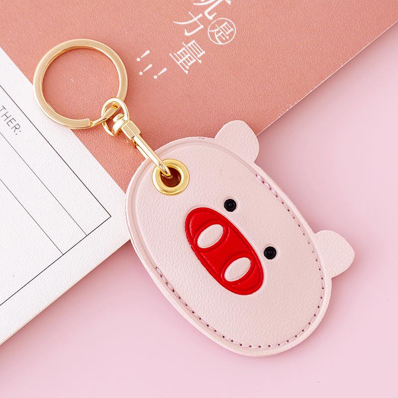 Leather Strawberry Lemon Keychain Case Holder  Women Car Key Ring Charm Bag Car Pendant Gift Anti-Lost Pet Dog Cat Collar