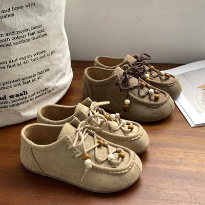Детская новая универсальная обувь-кенгуру, мягкая подошва, легкая, в стиле ретро, колледж, маленькие кожаные туфли