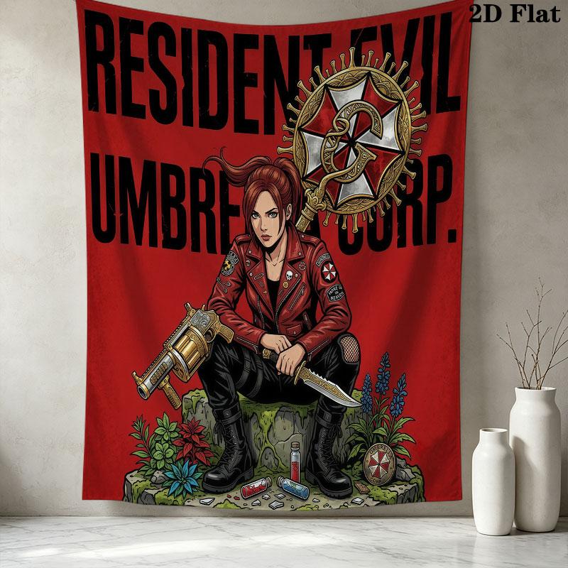 Настенный гобелен Resident Evil Эстетичное настенное панно Печатное тканевое одеяло Декоративные гобелены Для спальни гостиной Домашний декор