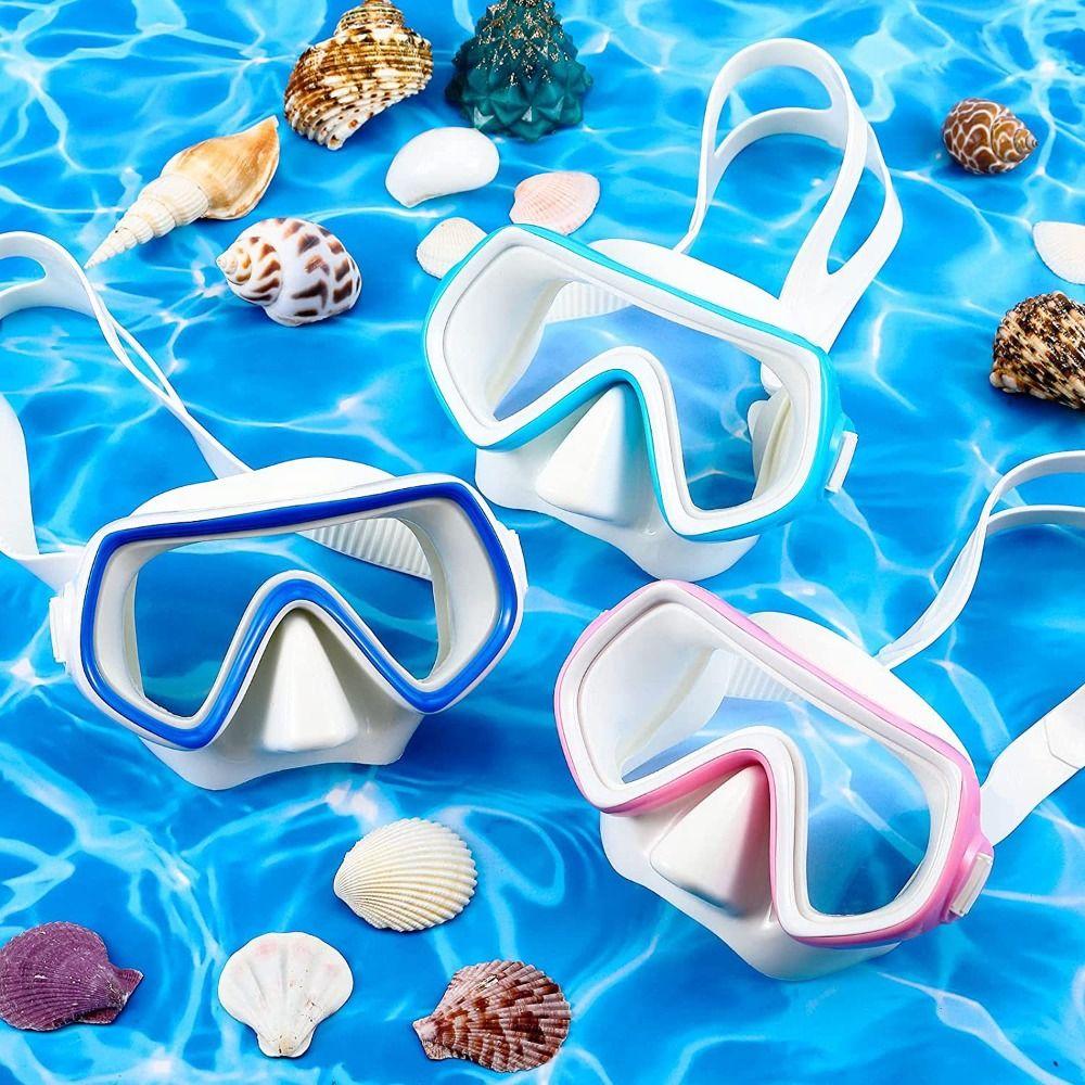 PC Glass Kids Swim Goggles with Nose Cover Snorkel Swimming Goggles Child Diving Mask  3-8Year Olds