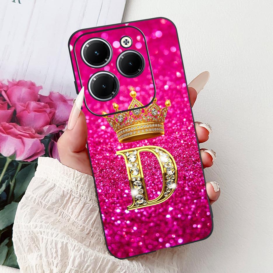 Чехол для Infinix Hot 40 Pro X6837 Роскошная Корона Буквы Чехол Мягкий Силиконовый Чехол для Телефона Для Infinix Hot 40i Hot40 Pro Hot40i Накладка
