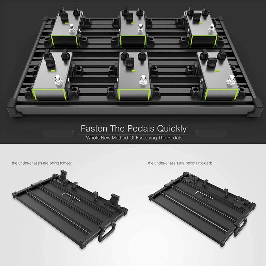 GUITTO Гитарная эффекторная панель Педальная панель с зажимным блоком Фиксированная педаль эффектов Алюминиевый сплав с ультралегкой сумкой для переноски (большой)