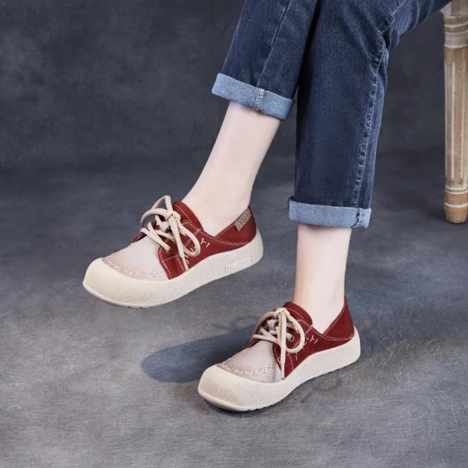 Johnature Женские туфли из натуральной кожи разных цветов с круглым носком, на шнуровке, на мягкой подошве