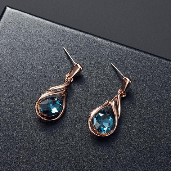 Женщины горный хрусталь овальный искусственный кварц кулон серьги-гвоздики ожерелье комплект ювелирных изделий